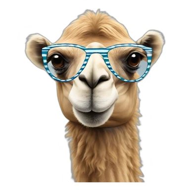 bactrian camel wearing striped glasses sticker