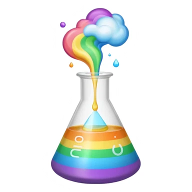 Science beaker full of blended pastel rainbow chemical sticker