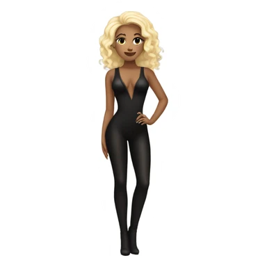Blonde singer with black bodysuit and snake hair sticker