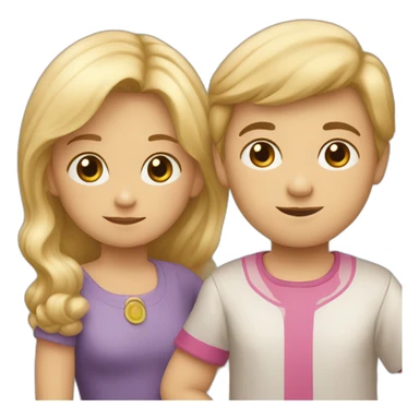 una niña rubia ayudando a levantar a otro niño sticker