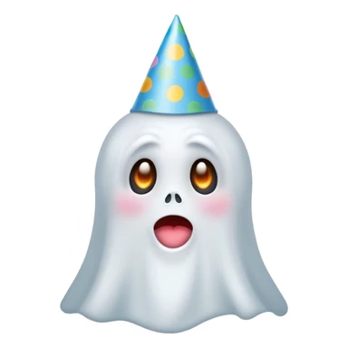 a ghost with a birthday hat sticker