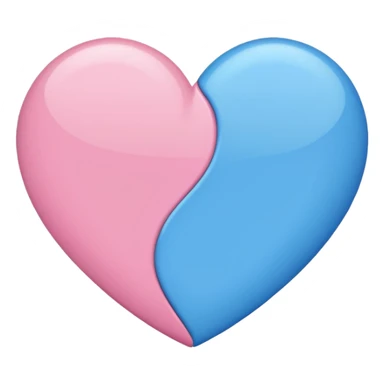 half pink half blue heart sticker