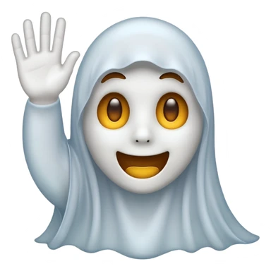ghost emoji, friendly, waving, soft edges sticker
