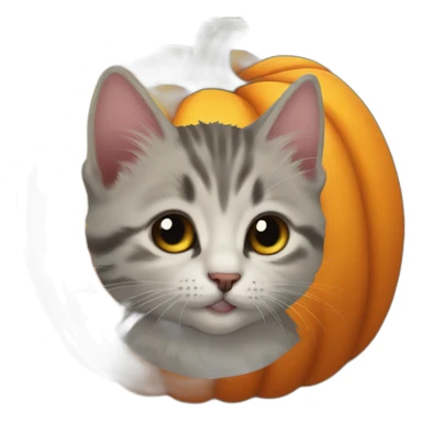 Very cute kitten Halloween pumpkin sticker