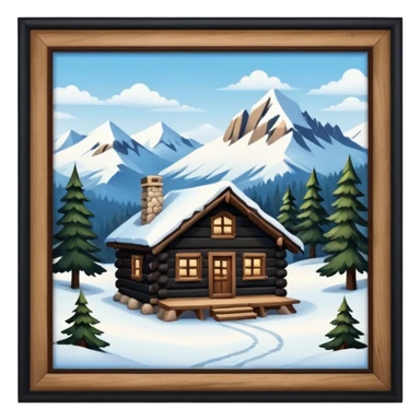 Snowy cabin mountain woods sticker