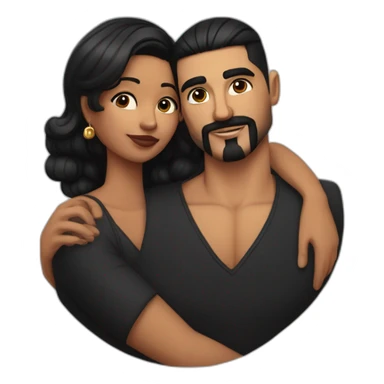 Very short haircut hair latino man with skin fade, detailed moustache and beard, cuddling a black woman with straight black hair and big earrings sticker