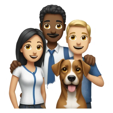 Two guys with a woman and a dog  sticker