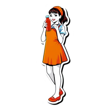 Girl with hot sauce  sticker