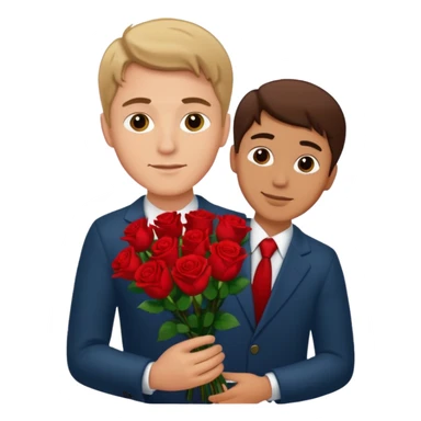 Un homme blanc brun pas en costard qui tien un bouquet de roses dans la main sticker