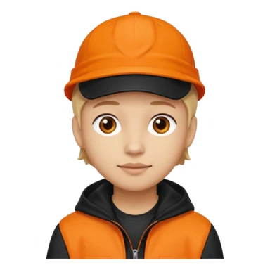 Kindly Keyin, Male YouTuber with orange cap, orange shirt, black jacket sticker