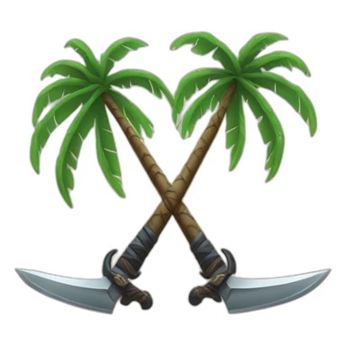 Palm tree and two swords in the center sticker