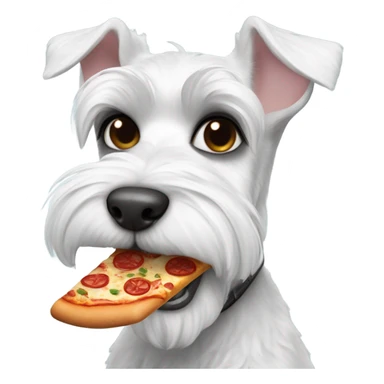 Schnauzer nano white dog eating pizza sticker