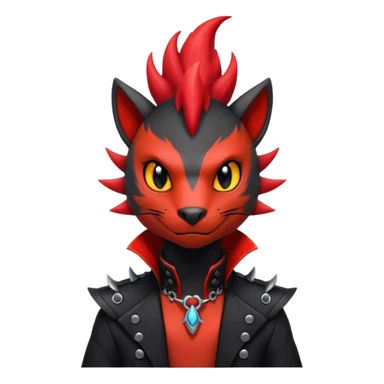 Shiny cool badass Fiery gothic evil black and red salandit-Liten-torracat with a red Mohawk  sticker