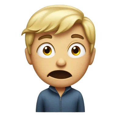 Boy with stank face sticker