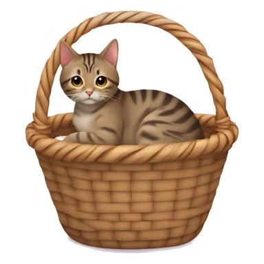 Tabby cat curling in a basket sticker