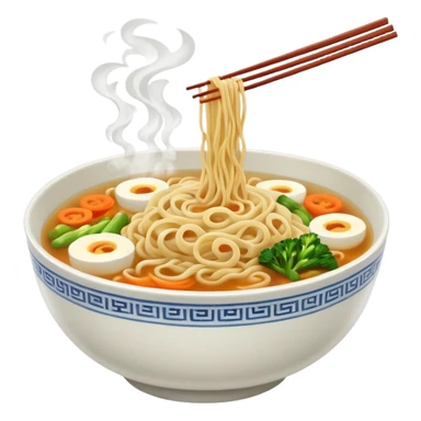 Draw a hot bowl of noodles with chopsticks & steam rising. sticker
