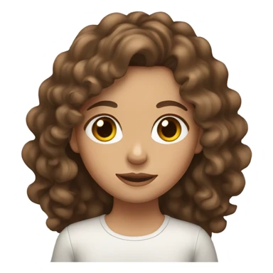  girl with long curly 3A brown hair with brown eyes sticker