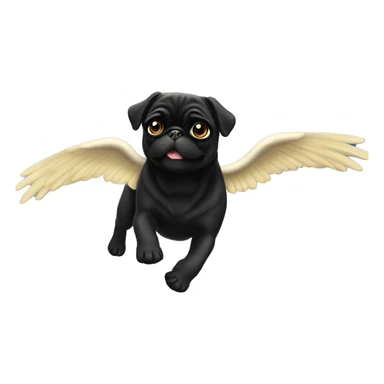Black pug going to heaven with wings sticker