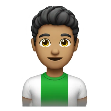 Un chico de ojos verdes, piel blanca, pelo negro semi liso y corto sticker