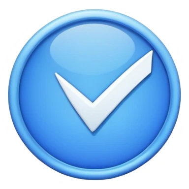A blue circle with sharp edges and a while tick inside sticker