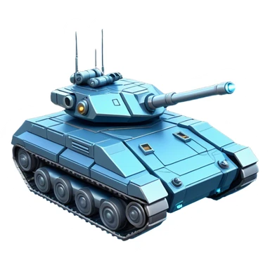 Clash of Clans aesthetic: Cinematic Playful Space Tank Emoji, rendered in a 3D vector-style similar to standard emojis with minimal shading and bold, simplified shapes. A robust, isometric armored vehicle with sleek futuristic plating and energy cannons, softly glowing with a high-tech cosmic combat charm. Simplified yet unmistakably iconic, highly detailed and consistent, glowing with a soft radiant shine and high gloss. Stylized with a touch of intergalactic warfare and a soft glowing outline, capturing the essence of a futuristic battle machine with a friendly, playful spirit! sticker
