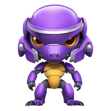 a Genesect-Raptor-Fakémon—hybrid with a futuristic visor-helmet full body sticker