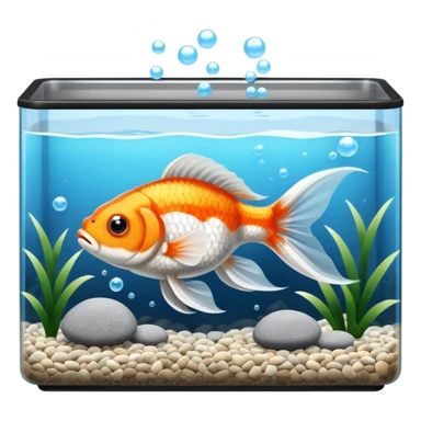 black and white goldfish in a rectangular fish tank sticker