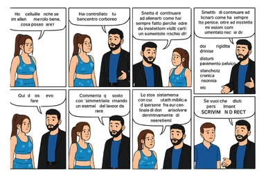 TRASFORMA QUESTO CAROSELLO IN UN FUMETTO CON QUESTE DUE PERSONE IDENTICHE CHE INTERLOQUISCONO TRA LORO:

Ho la cellulite anche se mi alleno e mangio bene, cosa posso fare?

Hai controllato il tuo baricentro corporeo?
Sapevi che se il peso del tuo corpo cade in avanti o da un lato, c’è un disallineamento fra bacino e torace, che comprimendo le coste, limita la motilità del diaframma e l’ossigenazione dei tessuti?
Il mio è il primo e unico percorso che lavora sugli inestetismi con un lavoro mirato sul baricentro corporeo.

Smettila di continuare ad allenarti come hai sempre fatto perché, oltre ad inestetismi visibili, corri un aumentato rischio di:
    • dolori e rigidità diffuse
    • disturbi pavimento pelvico
    • stanchezza cronica o insonnia
    • pancia gonfia e reflusso (bruciore)
    • etc…


Quindi cosa devo fare?
Commenta, qua sotto, con “simmetria” e ti mando un esempio del lavoro da fare. Lo stesso sistema con cui ho aiutato migliaia di persone, fra cui centinaia di donne a risolvere definitivamente gli inestetismi.
Metterei il prima e dopo

Se vuoi che ti aiuti personalmente
SCRIVIMI IN DIRECT sticker