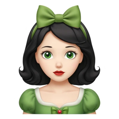 snow white with green dress hair bow and green eyes sticker