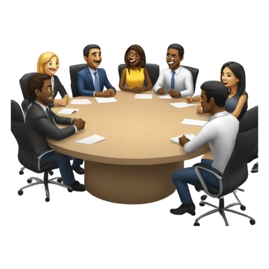 10 happy people at a meeting sticker