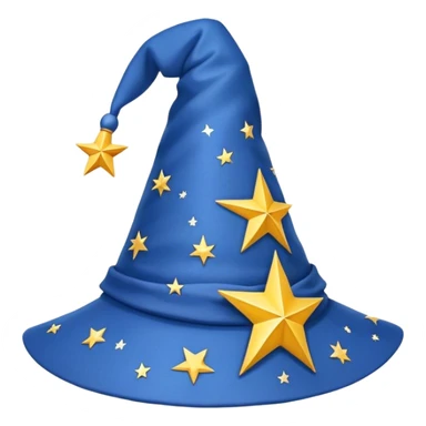 blue wizard hat with star-yellow pattern sticker