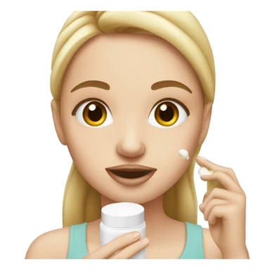 white girl applying cream on face sticker