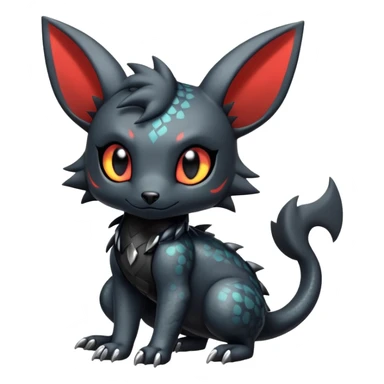 Shiny Dark Cute Majestic Sophisticated Modern Gothic Gloomy Futuristic Scaly Cyber-Salandit-Umbreon-Litten-Hybrid (Full body) sticker