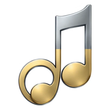 music note with a chromic metal texture, no gold  sticker