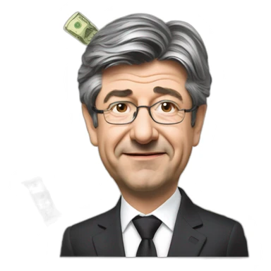 mélenchon qui tien une liasse de billet sticker