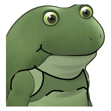 bufo frog wearing a tank top, facing right, meme style sticker