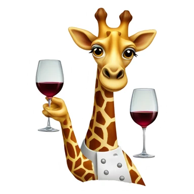 French giraffe holding red wineglass sticker