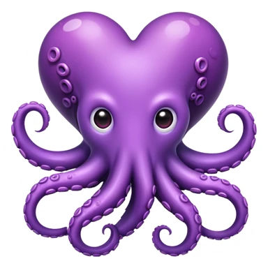 Purple octopus holding a heart   sticker