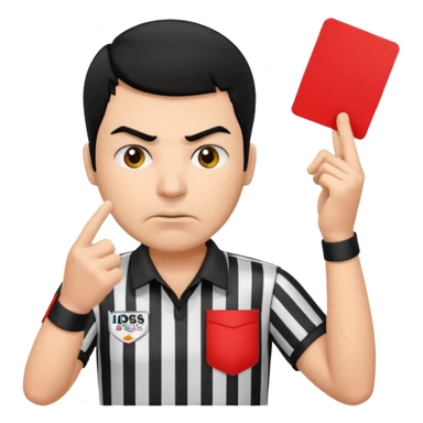 Referee with red card black hair and angry face  sticker