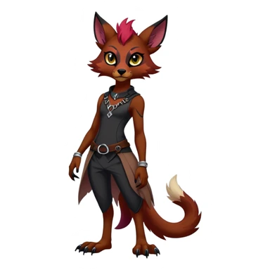 Dark edgy badass cool Falvie-Fionbri-creature-fursona, full body, with random markings sticker
