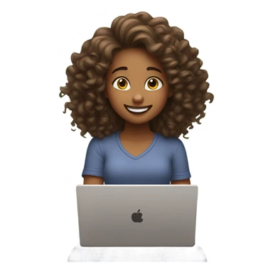 A girl in love with Disney long curly hair setting on laptop  sticker