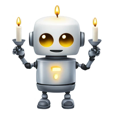 Kind robot holding one candle in each hand sticker