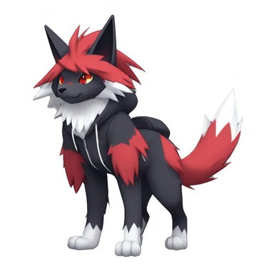 Edgy Cool Anthro Zoroark-Zangoose-Litten Fakemon Fursona Hoodie Full Body sticker