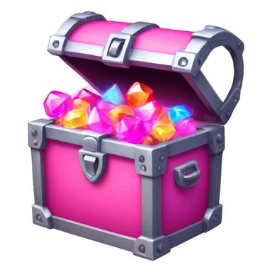sparkling pink treasure chest filled with neon gems. sticker