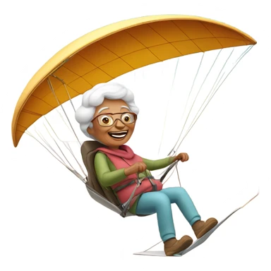 Grandma hang gliding in a desert  sticker