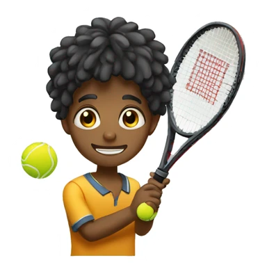 Niño morenito con el pelo negro jugando tennis sticker