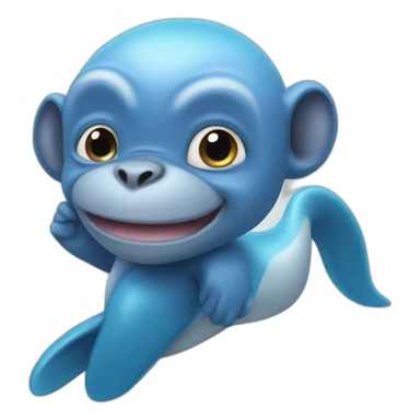 Blue monkey dolphin sticker