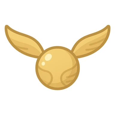 playful golden snitch, soft gold, no outlines, clear shadows and highlights, color filled icon style sticker