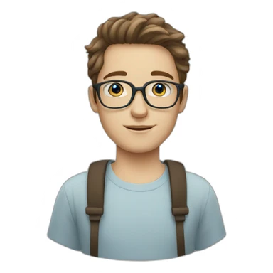 Brunette white boy with blue eyes with glasses sticker