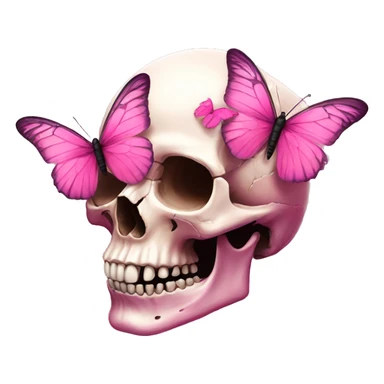 Skull pink butterflies sticker
